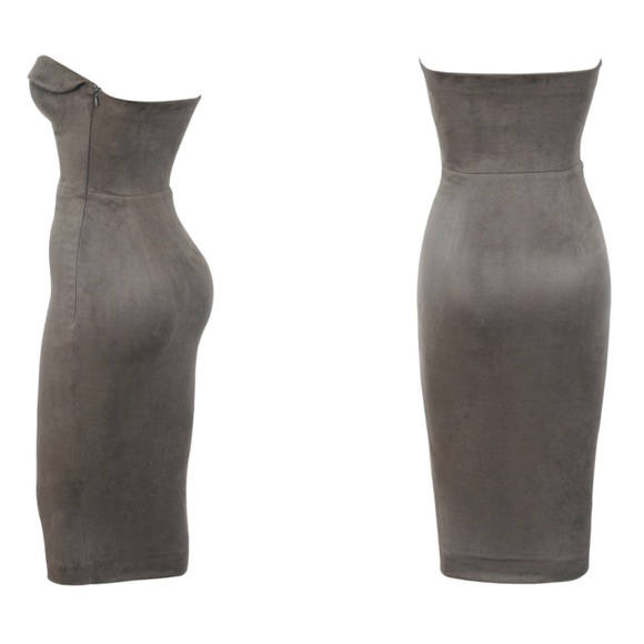 House Of CB London Pia Suedette Dress Taupe - Picture 11 of 13